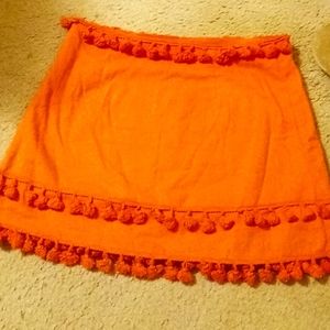 Shein orange pompom mini skirt